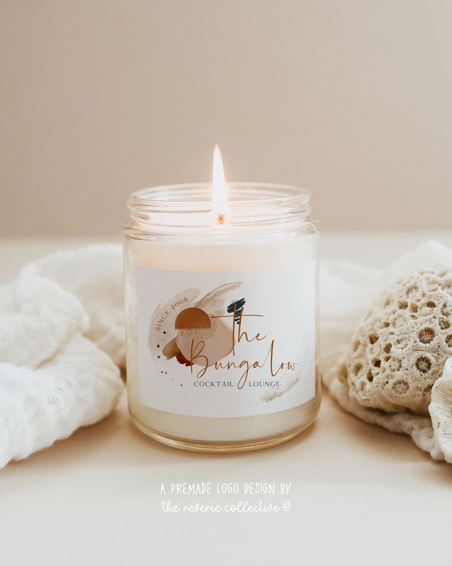 The Bungalow | Premade Logo Design | Boho, Warm Abstract, Neutral