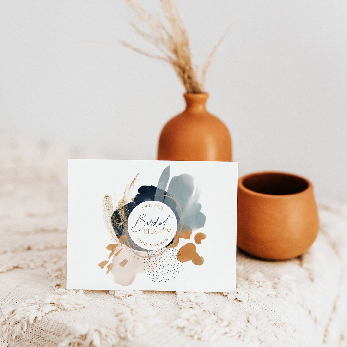 Bardot Beauty | Premade Logo Design | Boho, Messy Abstract, Midcentury Modern