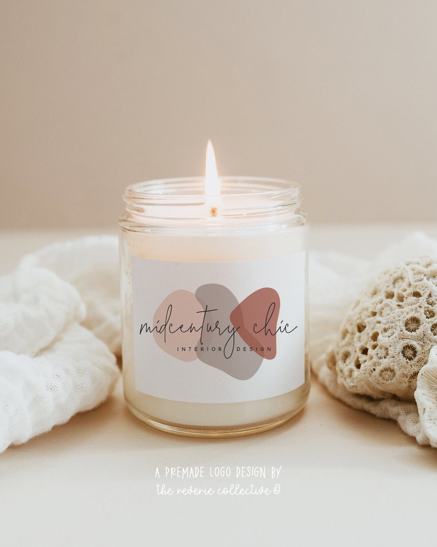 Midcentury Chic | Premade Logo Design | Boho, Neutral Abstract, Modern