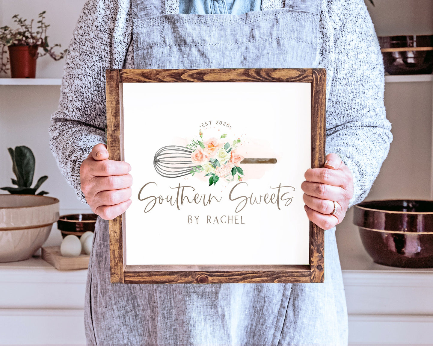 Southern Sweets | Premade Logo Design | Whisk, Roses, Floral, Feminine, Bakery
