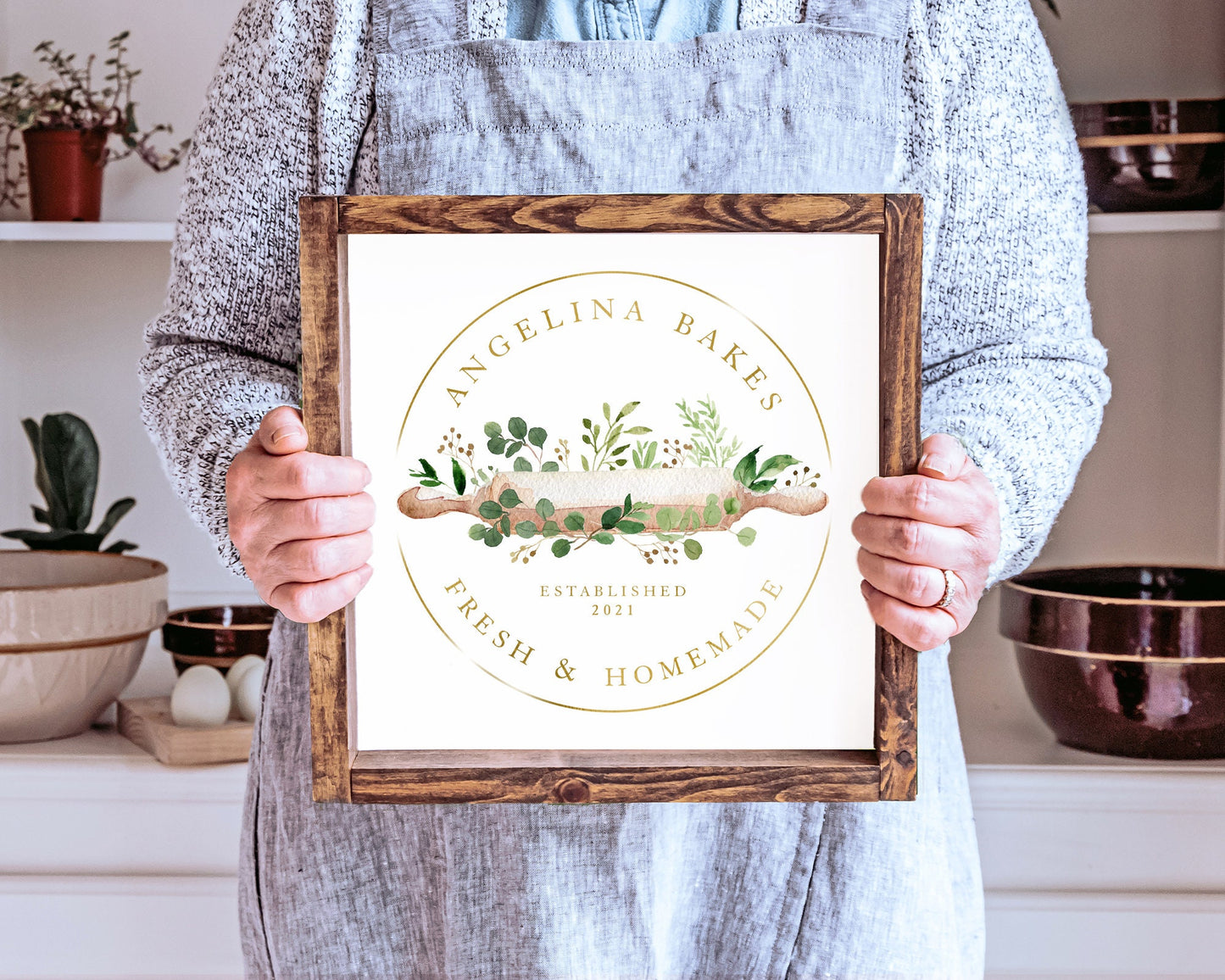 Angelina Bakes | Premade Logo Design | Bakery, Rolling Pin, Baking, Nature