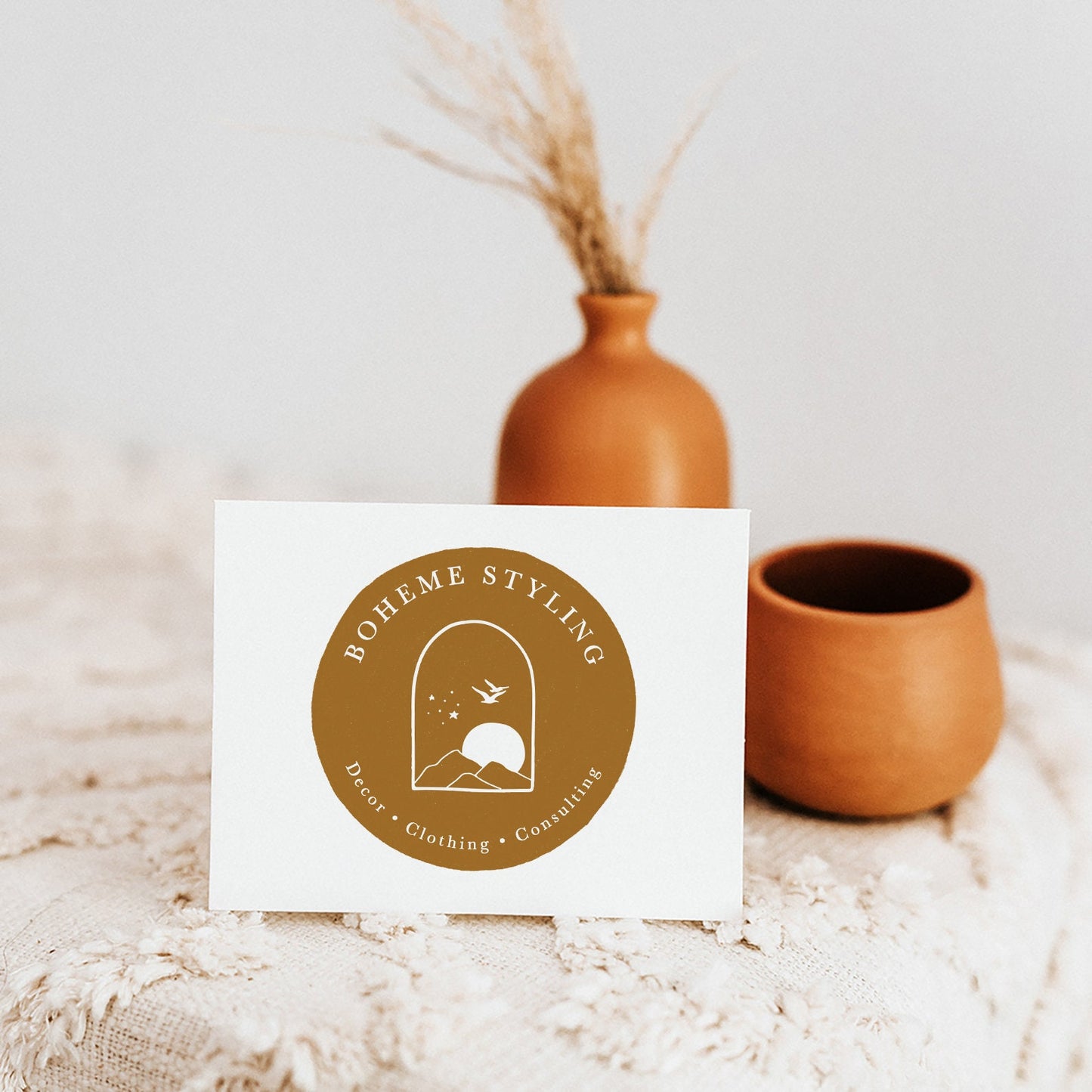 Boheme Styling | Premade Logo Design | Abstract Boho, Mountain, Line Art