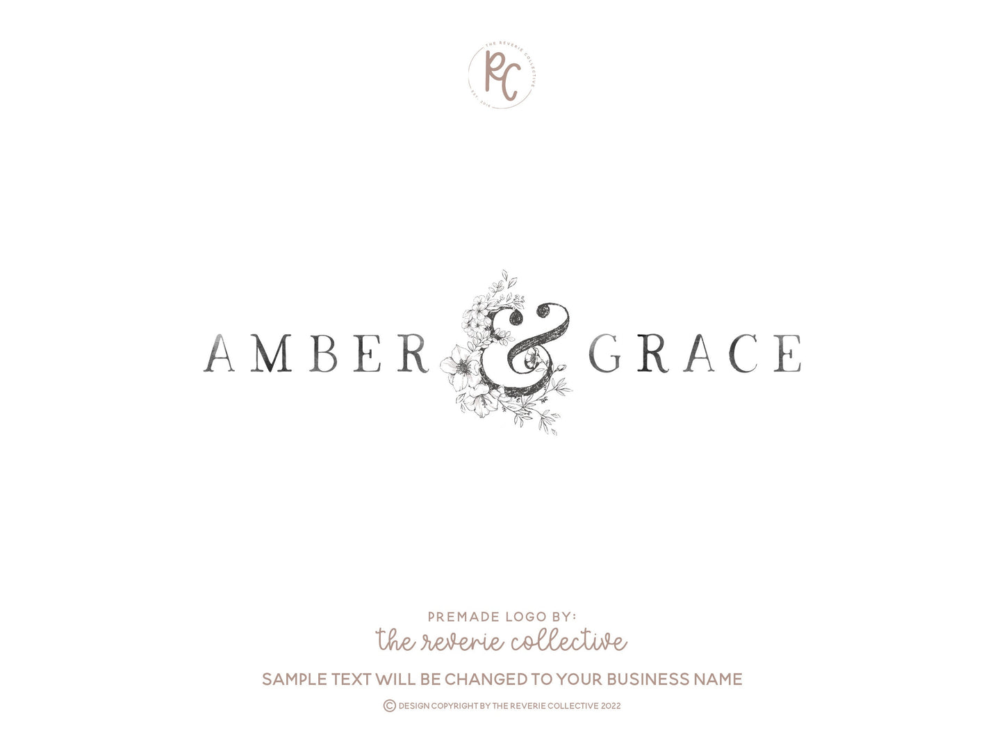 Amber & Grace | Premade Logo Design | Ampersand, Rustic, Country