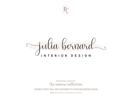 Julia Bernard | Premade Logo Design | Watercolor, Feminine, Calligraphy, Modern