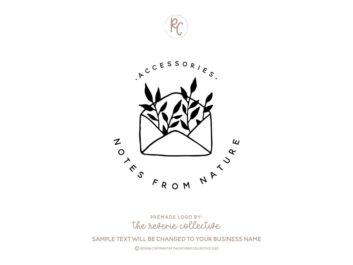 Notes From Nature | Premade Logo Design | Floral, Hand Drawn, Envelope, Botanical