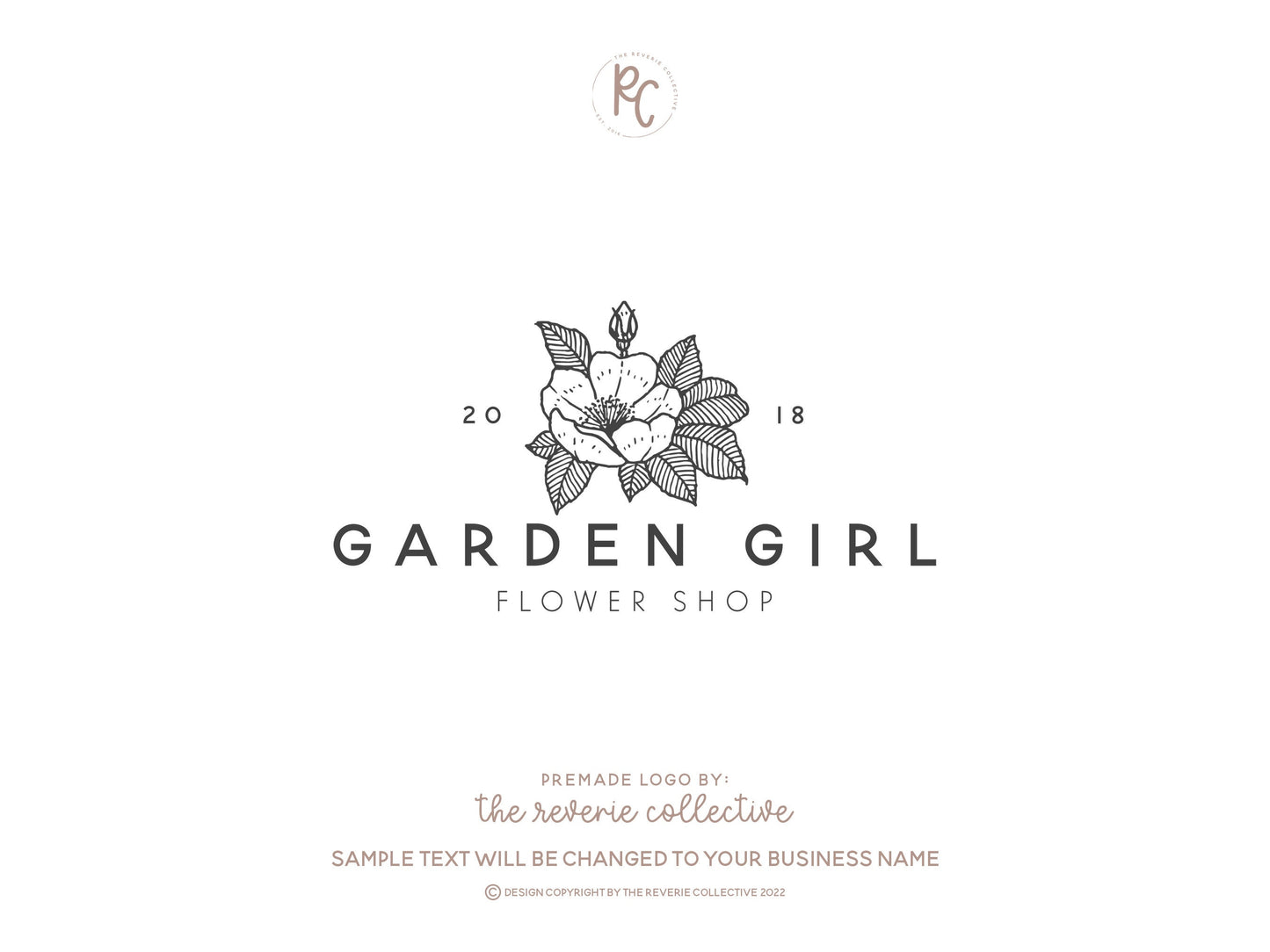 Garden Girl | Premade Logo Design | Floral, Nature, Hand Drawn, Poppy