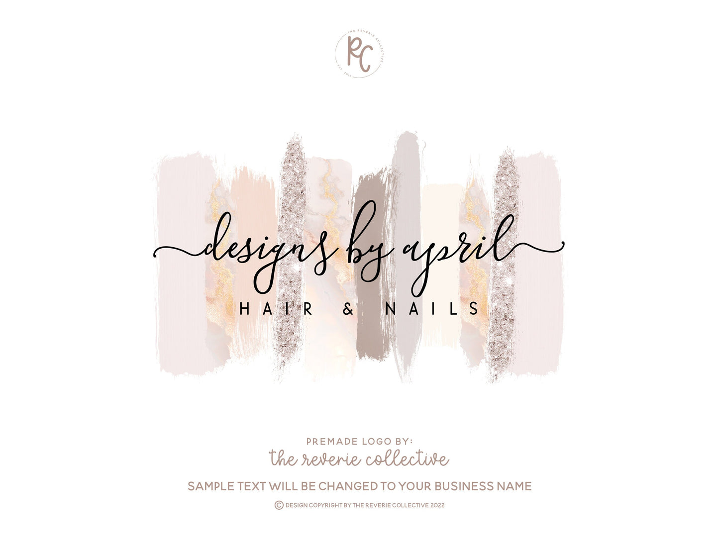Designs By April | Premade Logo Design | Marble, Brush Stroke, Gold, Beauty