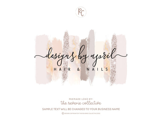 Designs By April | Premade Logo Design | Marble, Brush Stroke, Gold, Beauty