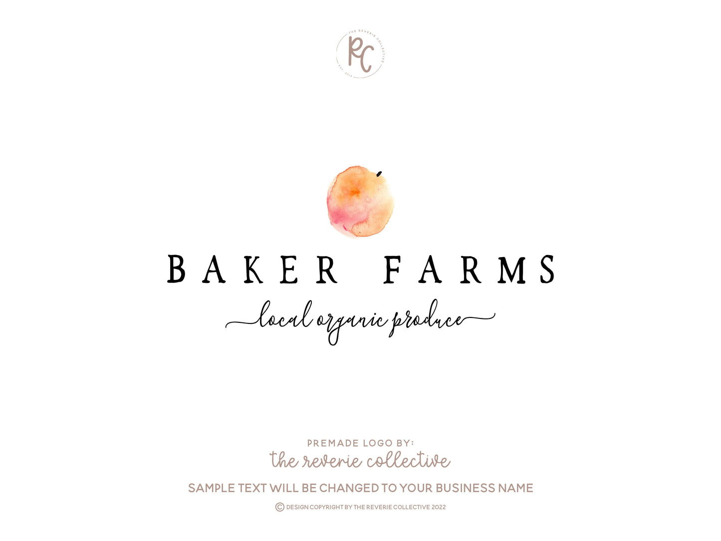Baker Farms | Premade Logo Design | Peach, Rustic, Farm, Country, Minimal