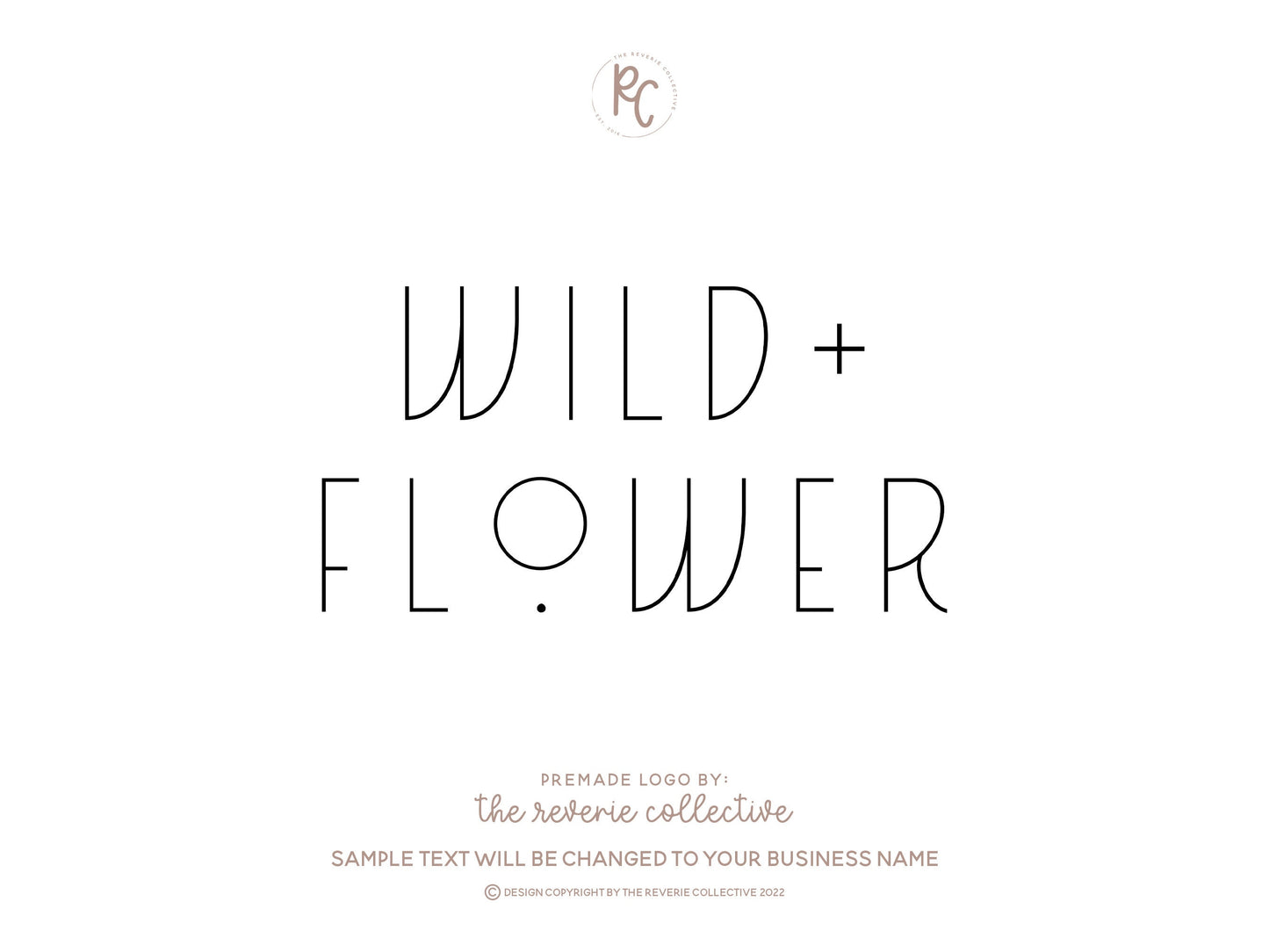 Wild + Flower | Premade Logo Design | Text Only, Modern, Bohemian, Art Deco, Boho