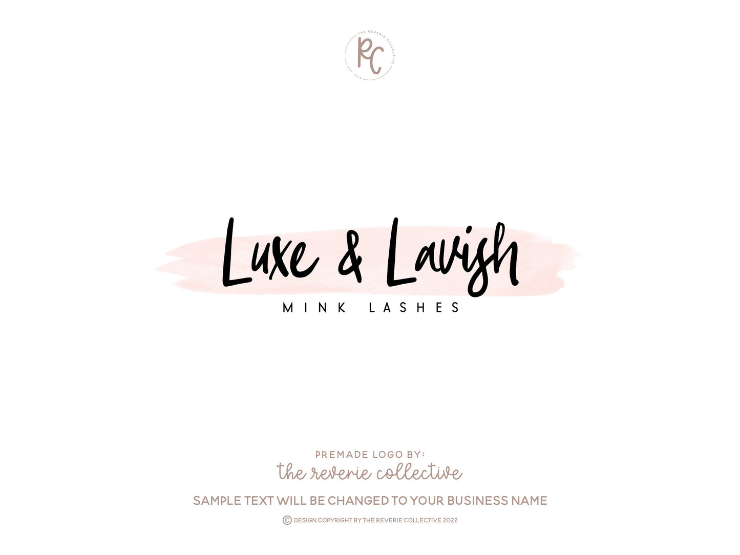 Luxe & Lavish | Premade Logo Design | Watercolor, Brush Stroke, Beauty, Bold