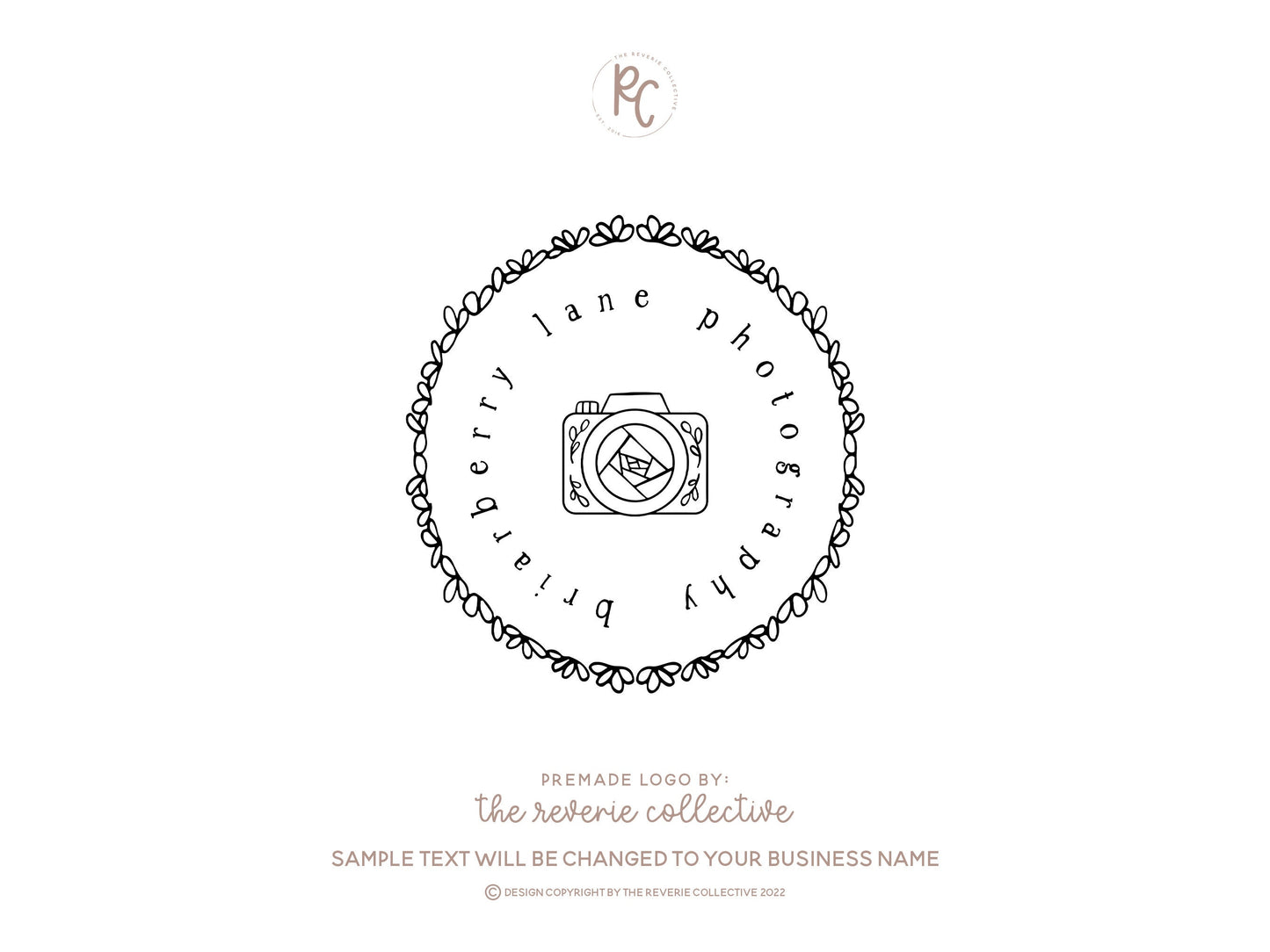 Briarberry Lane | Premade Logo Design | Camera, Hand Drawn, Line Art, Farmhouse