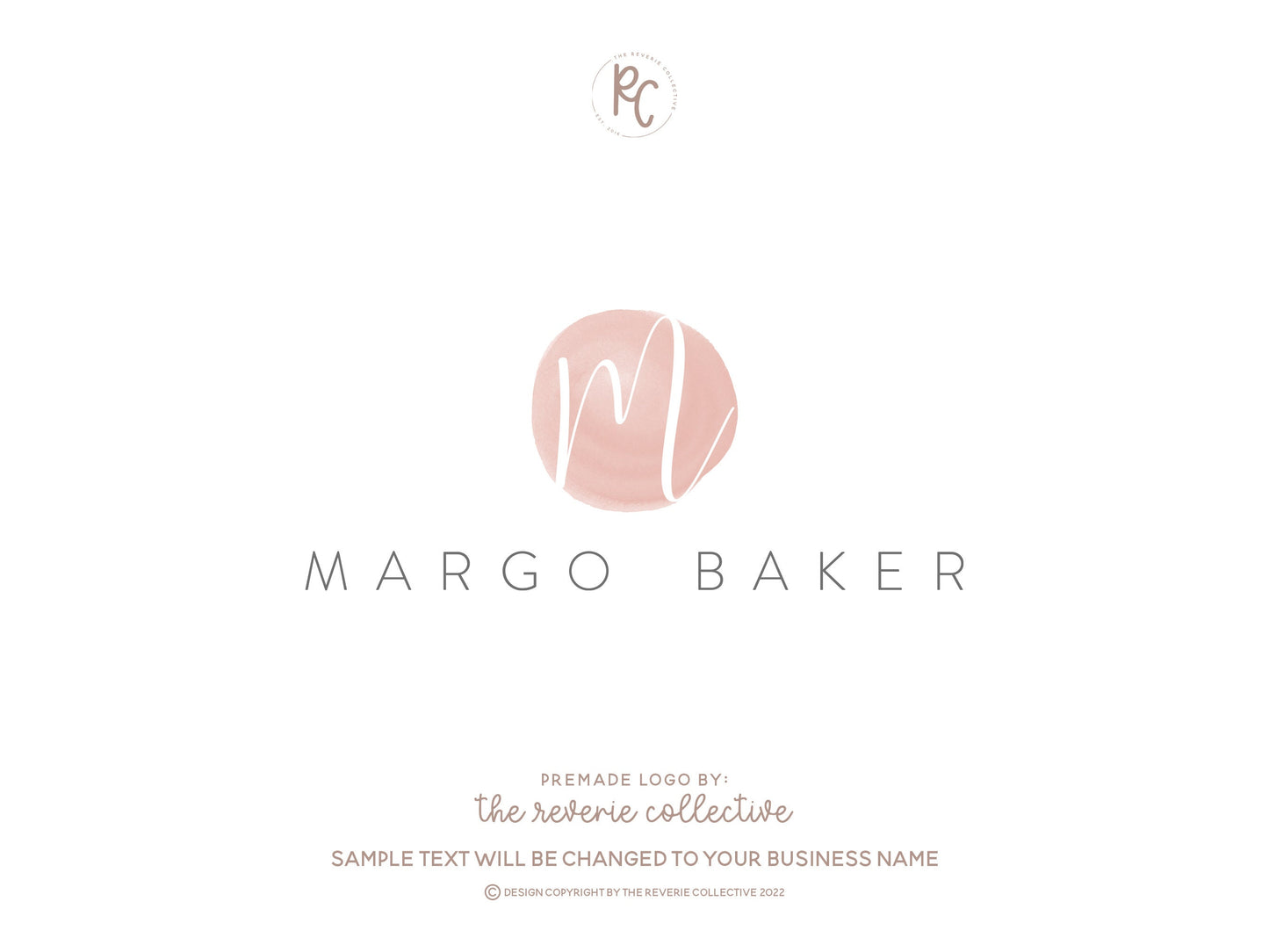 Margo Baker | Premade Logo Design | Watercolor Circle, Monogram, Feminine, Minimal