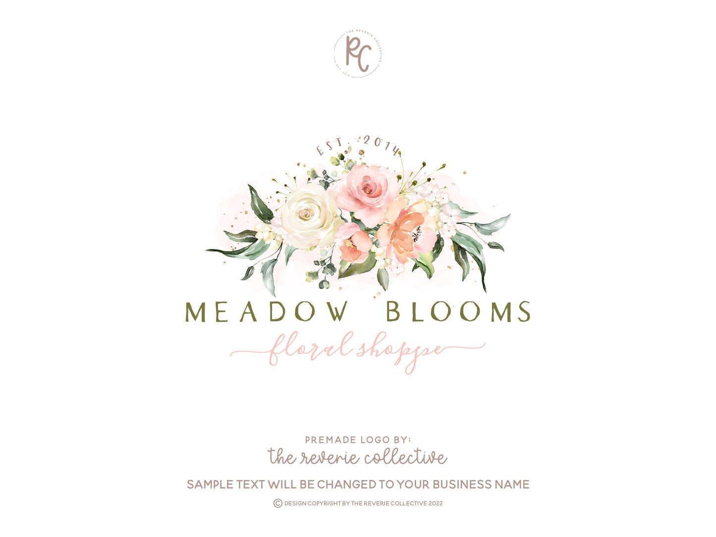 Meadow Blooms | Premade Logo Design | Watercolor Floral, Farmhouse, Wildflower, Pastel