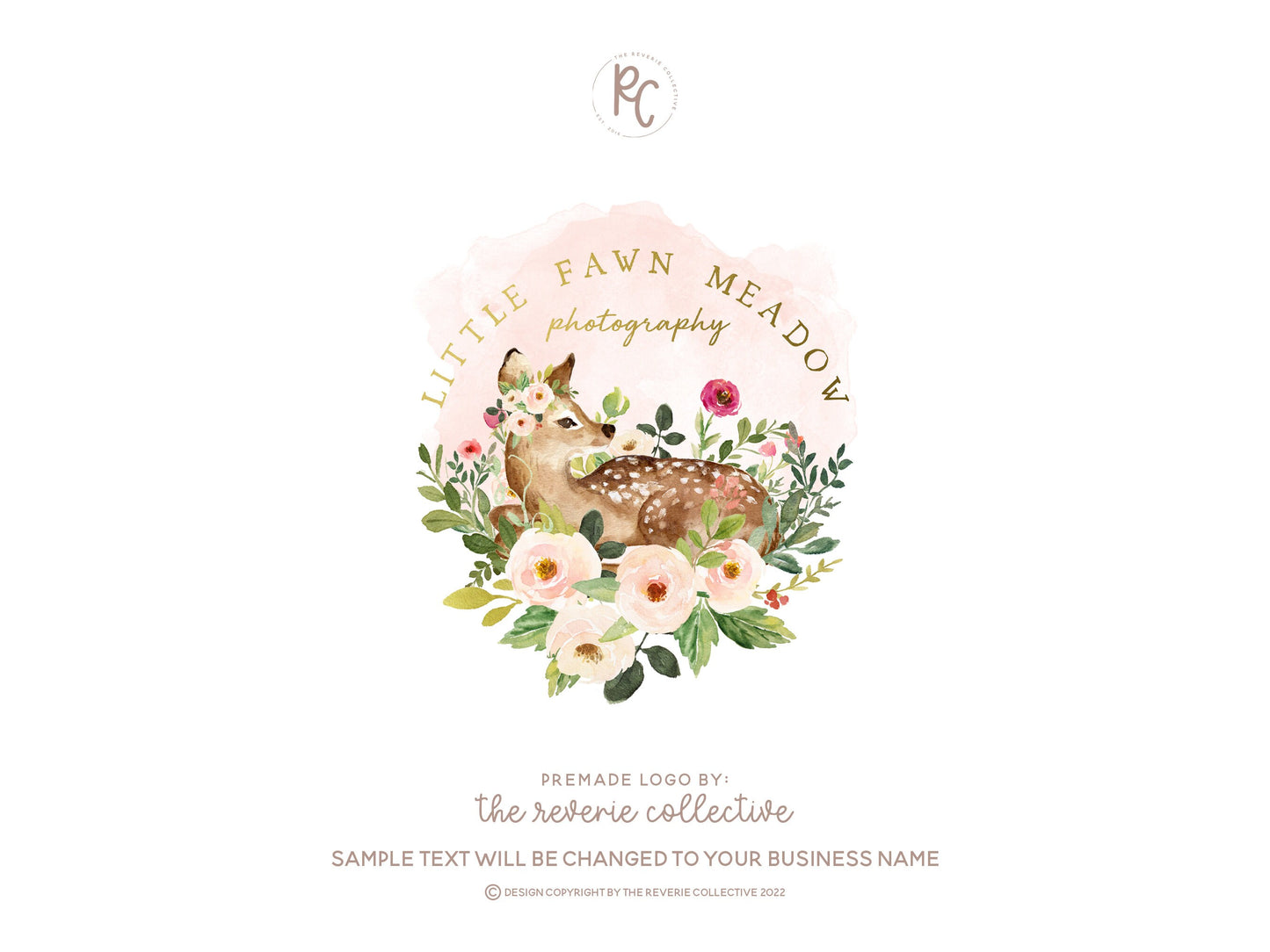 Little Fawn Meadow | Premade Logo Design | Deer, Watercolor, Farmhouse