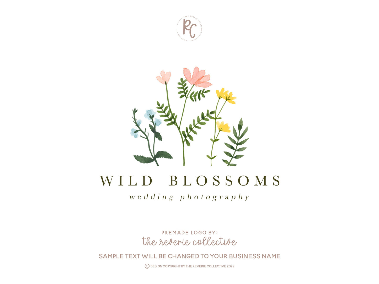 Wild Blossoms | Premade Logo Design | Wildflower, Botanical, Garden, Florist, Farmhouse