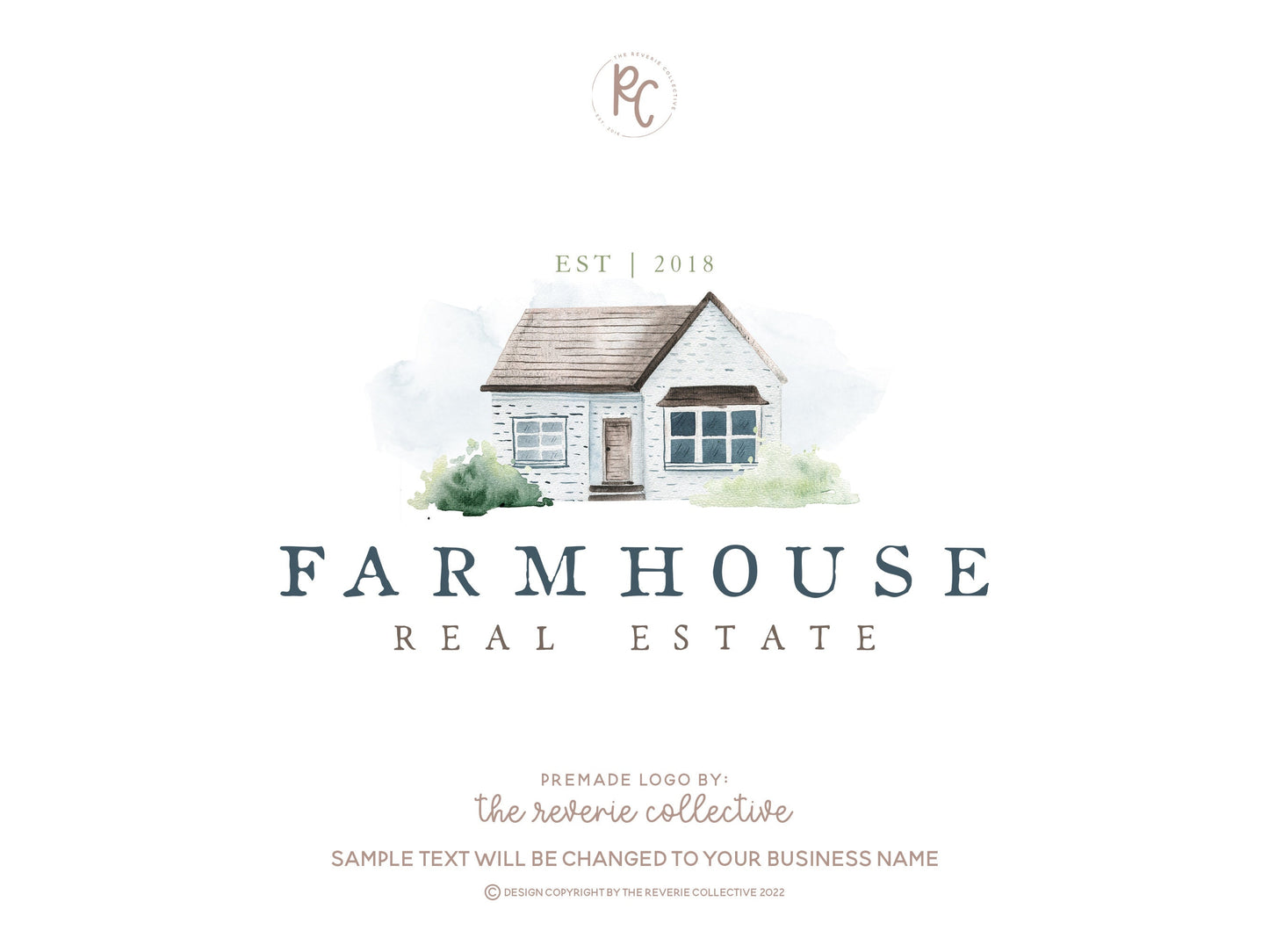 Farmhouse | Premade Logo Design | Blue House, Home, Real Estate, Realtor