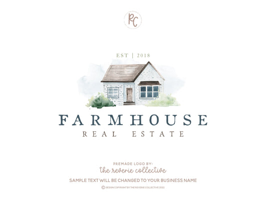 Farmhouse | Premade Logo Design | Blue House, Home, Real Estate, Realtor
