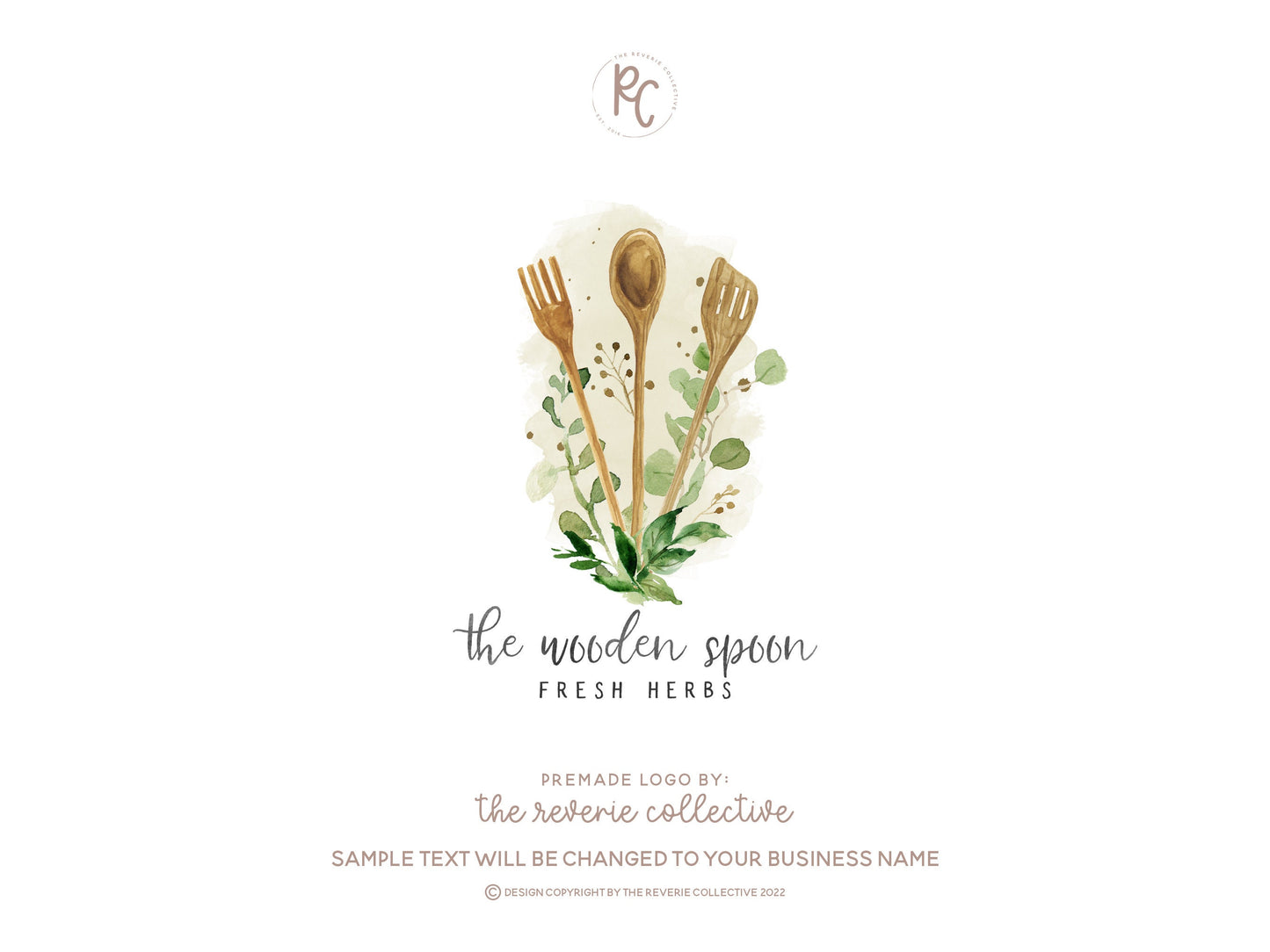 The Wooden Spoon | Premade Logo Design | Cutlery, Herb, Kitchen, Cooking, Chef