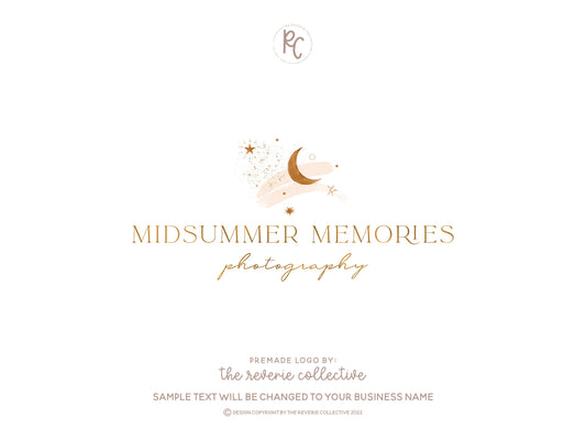 Midsummer Memories | Premade Logo Design | Boho, Mystical, Moon, Stars