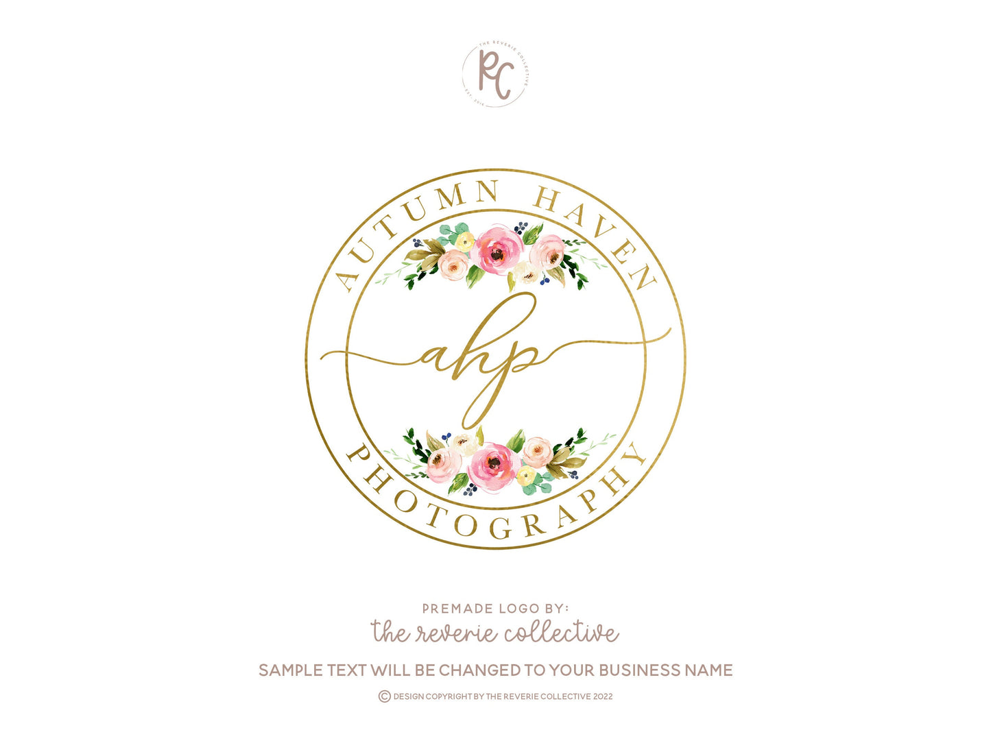 Autumn Haven | Premade Logo Design | Floral, Circle, Stamp, Monogram, Feminine