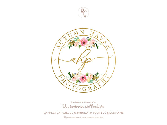 Autumn Haven | Premade Logo Design | Floral, Circle, Stamp, Monogram, Feminine