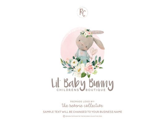 Lil' Baby Bunny | Premade Logo Design | Childrens, Kids, Watercolor