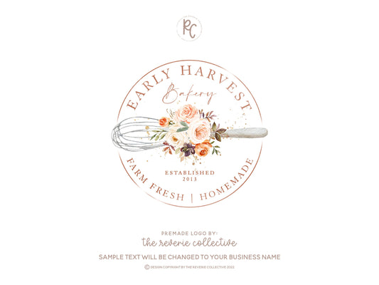 Early Harvest | Premade Logo Design | Bakery, Rolling Pin, Baking, Autumn