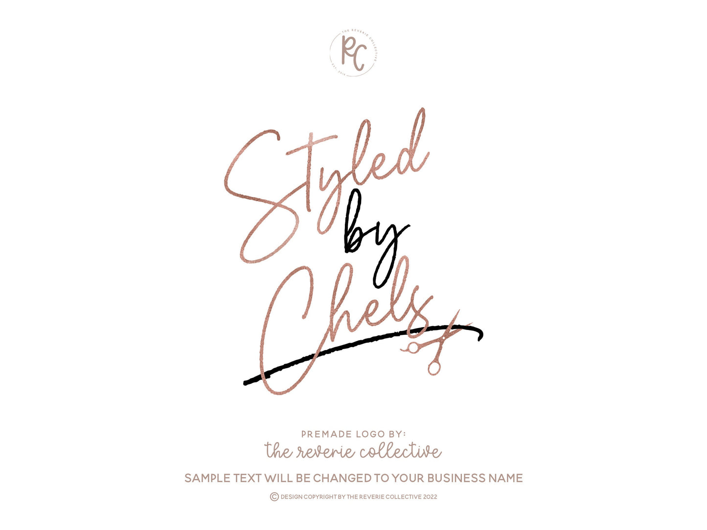 Styled By Chels | Premade Logo Design | Hairstylist, Scissors, Beauty, Hair Salon