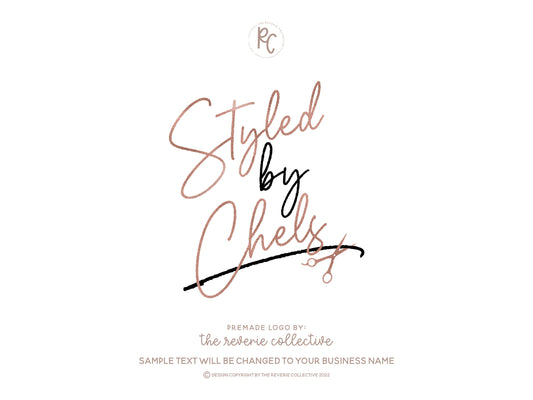 Styled By Chels | Premade Logo Design | Hairstylist, Scissors, Beauty, Hair Salon