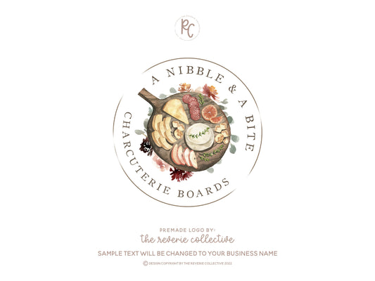 A Nibble & A Bite | Premade Logo Design | Cheese Board, Charcuterie, Food
