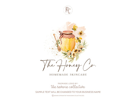 The Honey Co | Premade Logo Design | Bumble Bee, Honeybee, Skincare, Farmhouse