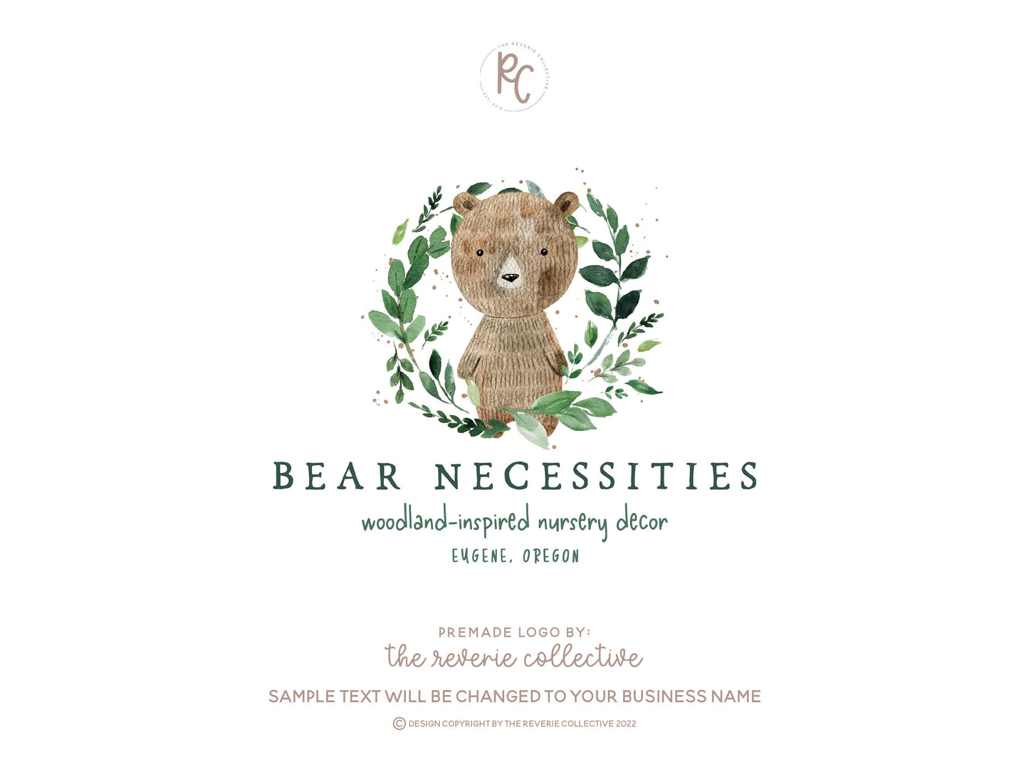 Bear Necessities | Premade Logo Design | Teddy Bear, Children's, Woodland, Forest