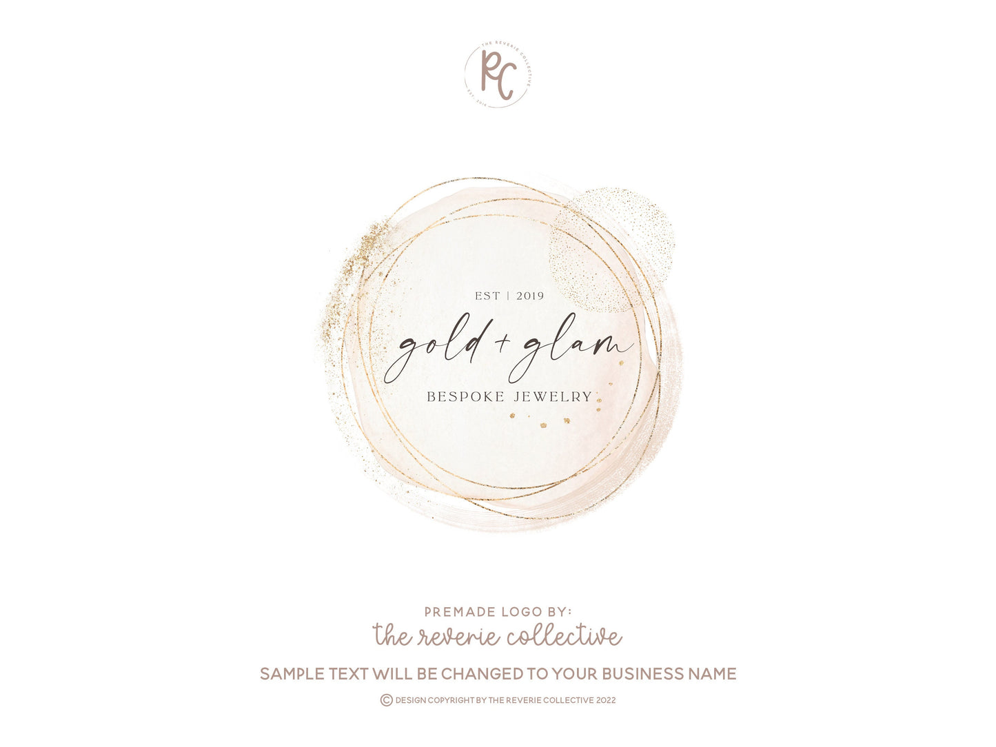 Gold + Glam | Premade Logo Design | Boho, Romantic, Soft Neutral, Jewelry