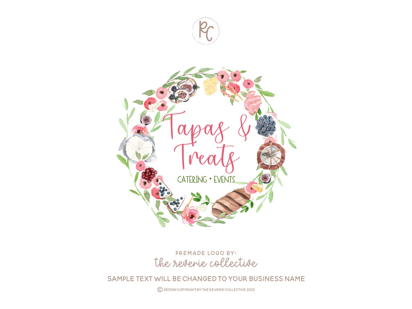 Tapas & Treats | Premade Logo Design | Cheese Board, Charcuterie, Wreath