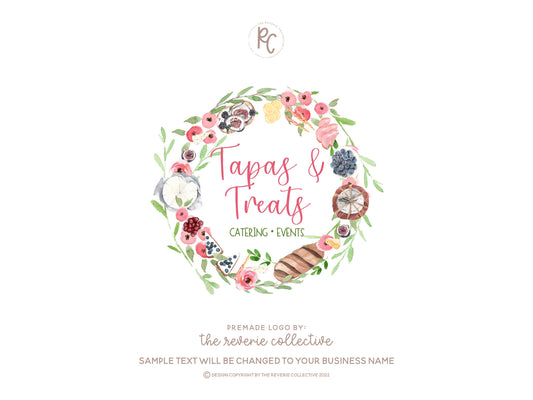 Tapas & Treats | Premade Logo Design | Cheese Board, Charcuterie, Wreath