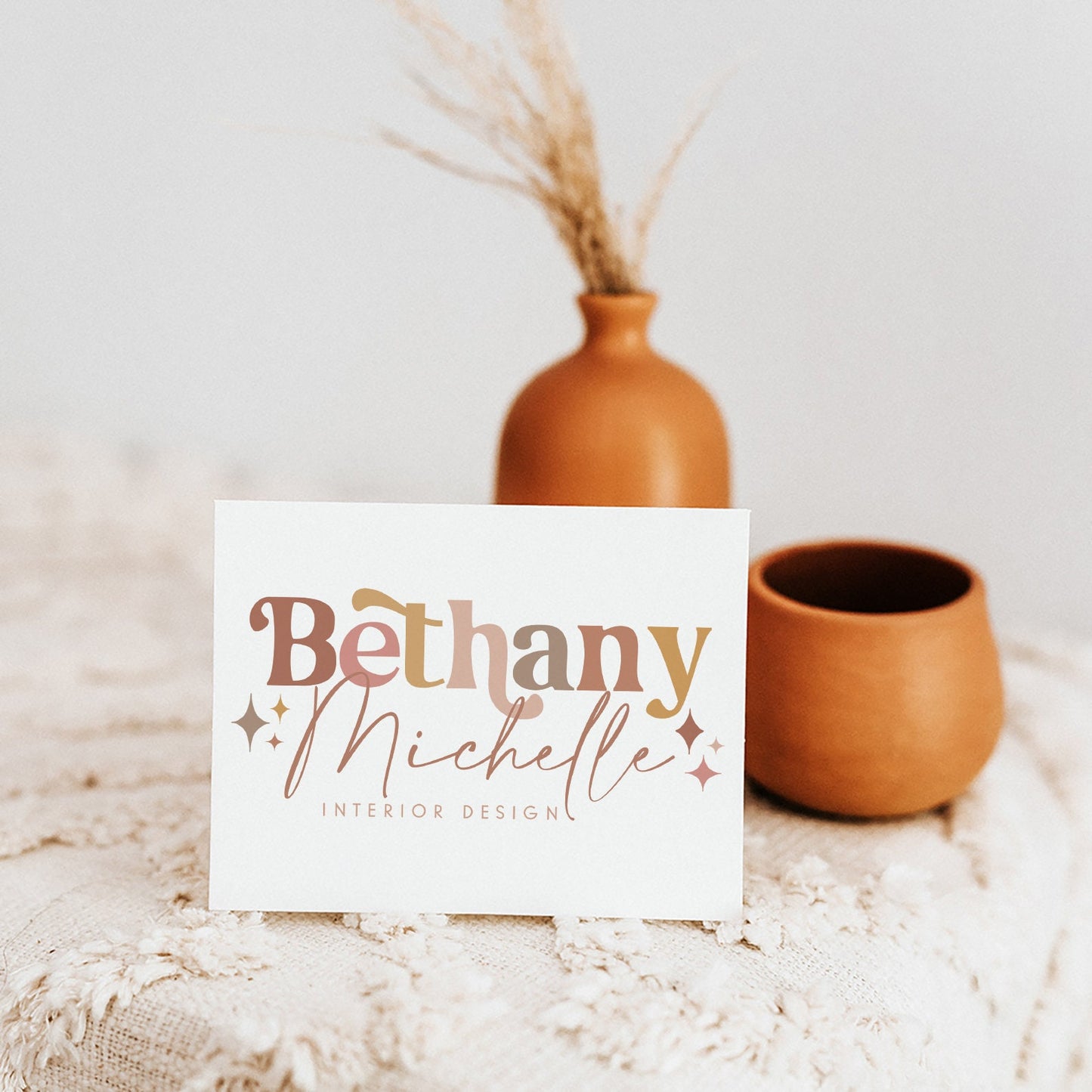 Bethany Michelle | Premade Logo Design | Boho, Neutral, Retro, Sparkle
