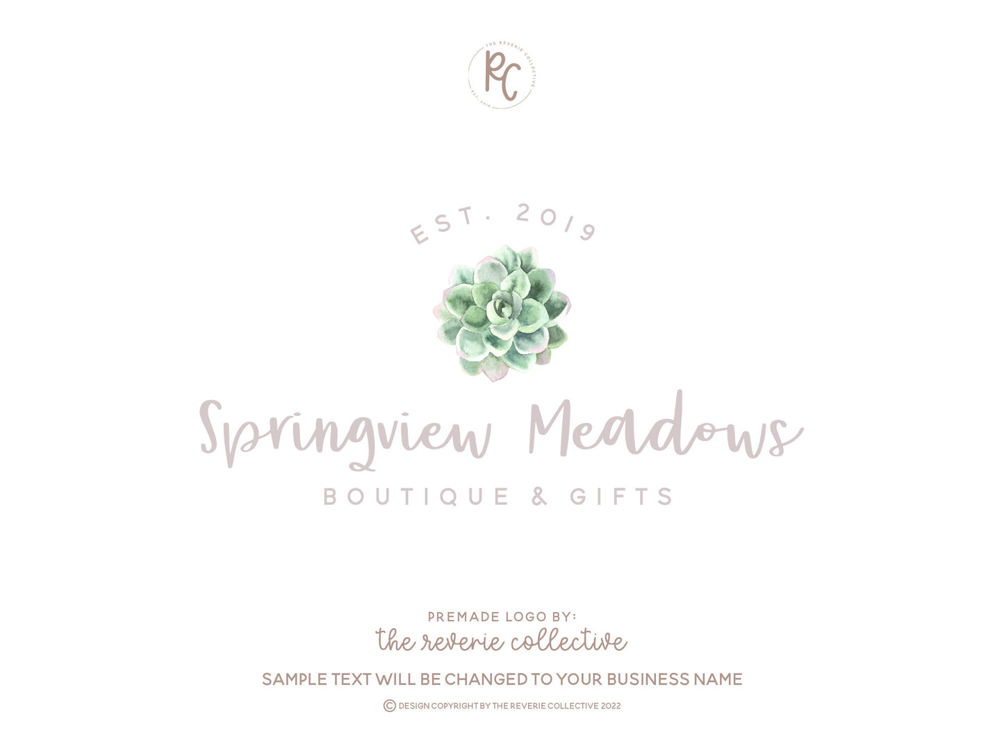 Springview Meadows | Premade Logo Design | Watercolor, Succulent, Farmhouse
