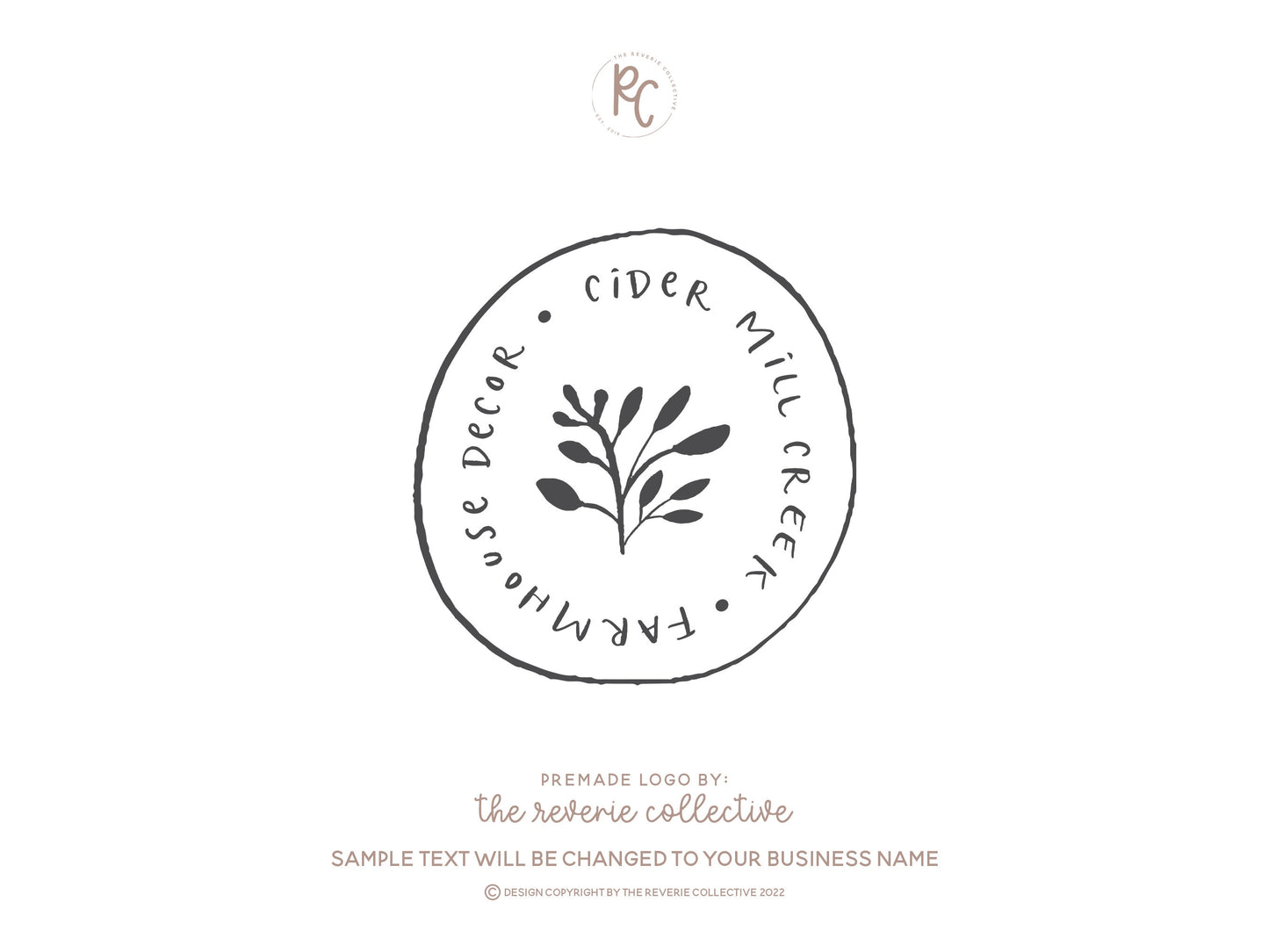 Cider Mill Creek | Premade Logo Design | Hand Drawn, Branch, Botanical, Farmhouse