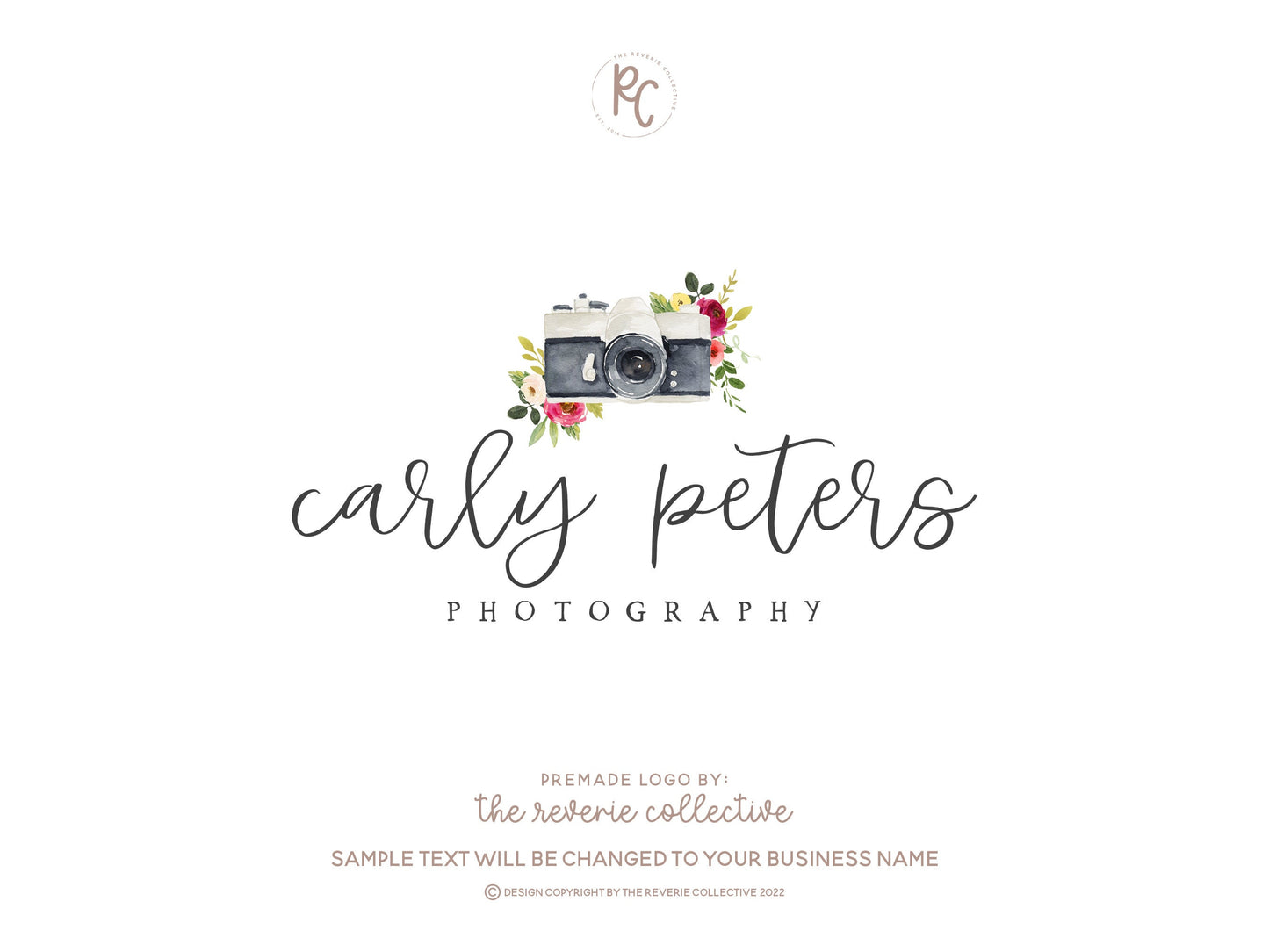 Carly Peters | Premade Logo Design | Camera, Farmhouse, Watercolor Floral
