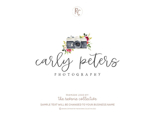 Carly Peters | Premade Logo Design | Camera, Farmhouse, Watercolor Floral