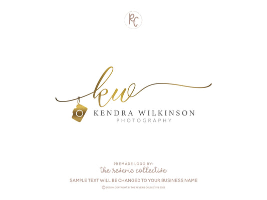 Kendra Wilkinson | Premade Logo Design | Camera, Photography, Gold Foil, Initials