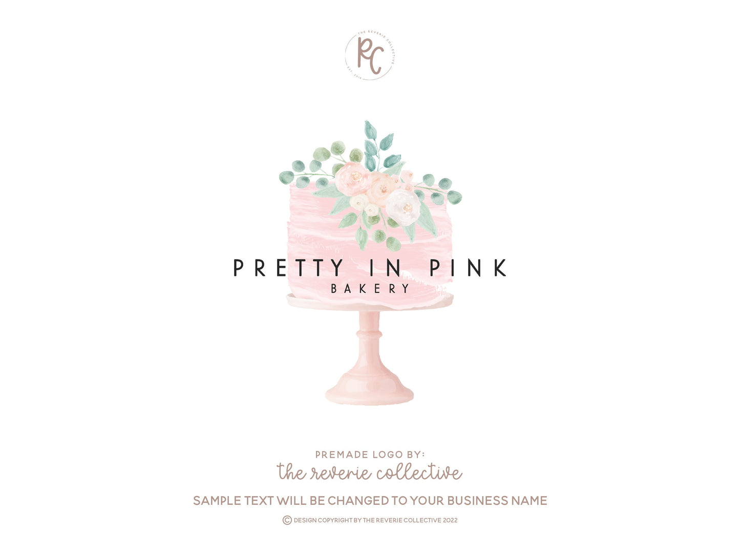 Pretty In Pink | Premade Logo Design | Bakery, Cake, Wedding, Feminine, Baking