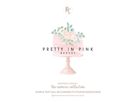 Pretty In Pink | Premade Logo Design | Bakery, Cake, Wedding, Feminine, Baking