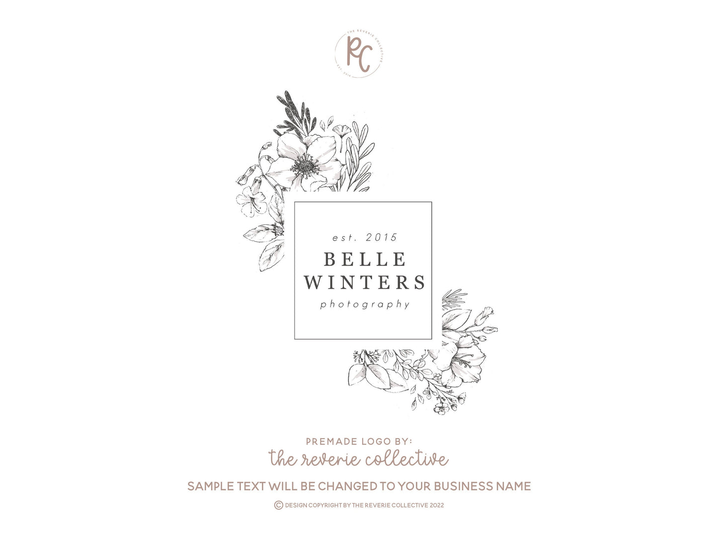Belle Winters | Premade Logo Design | Botanical, Rustic, Farmhouse, Fine Art