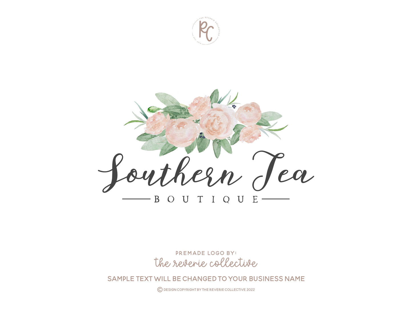 Southern Tea | Premade Logo Design | Bouquet, Rustic Farmhouse, Florist