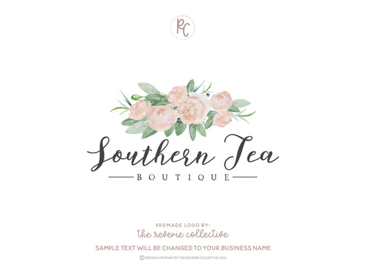 Southern Tea | Premade Logo Design | Bouquet, Rustic Farmhouse, Florist