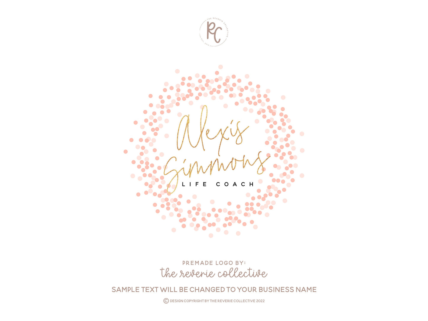 Alexis Simmons | Premade Logo Design | Confetti, Gold Foil, Glitter Circle