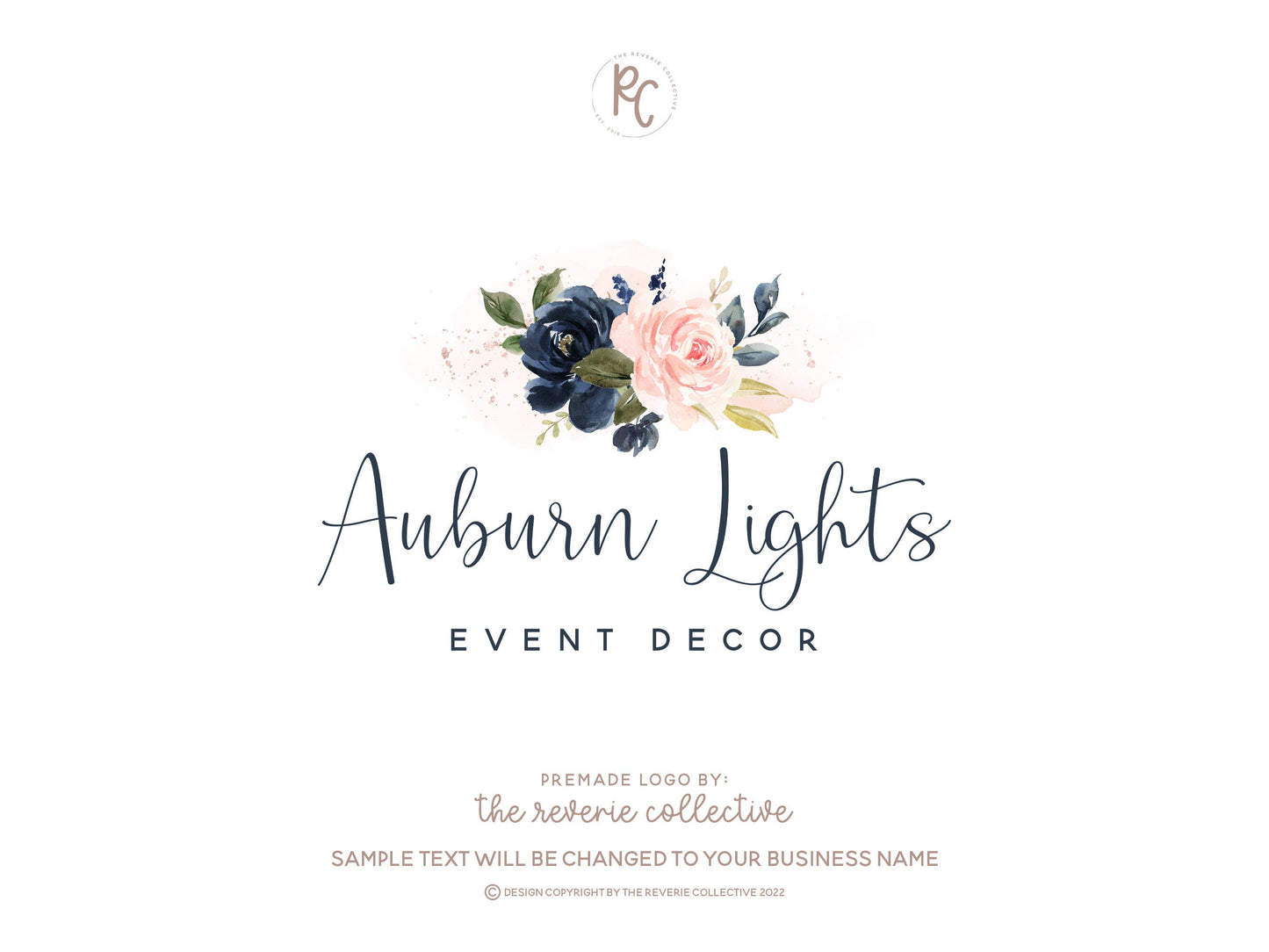Auburn Lights | Premade Logo Design | Bouquet, Watercolor Floral, Wedding