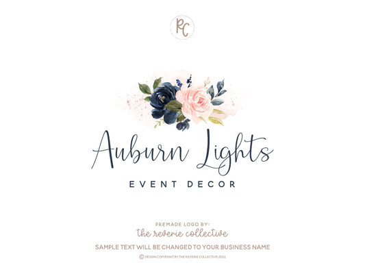 Auburn Lights | Premade Logo Design | Bouquet, Watercolor Floral, Wedding